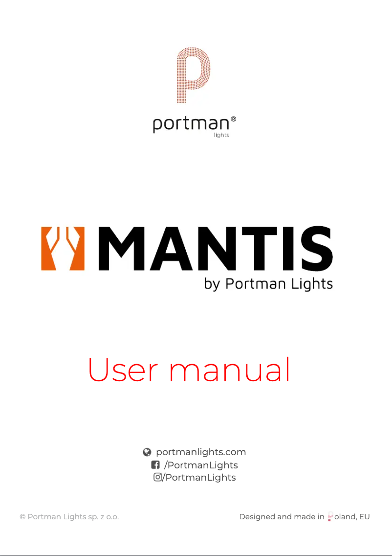 Page n°1 - Manuel utilisateur Portman Mantis