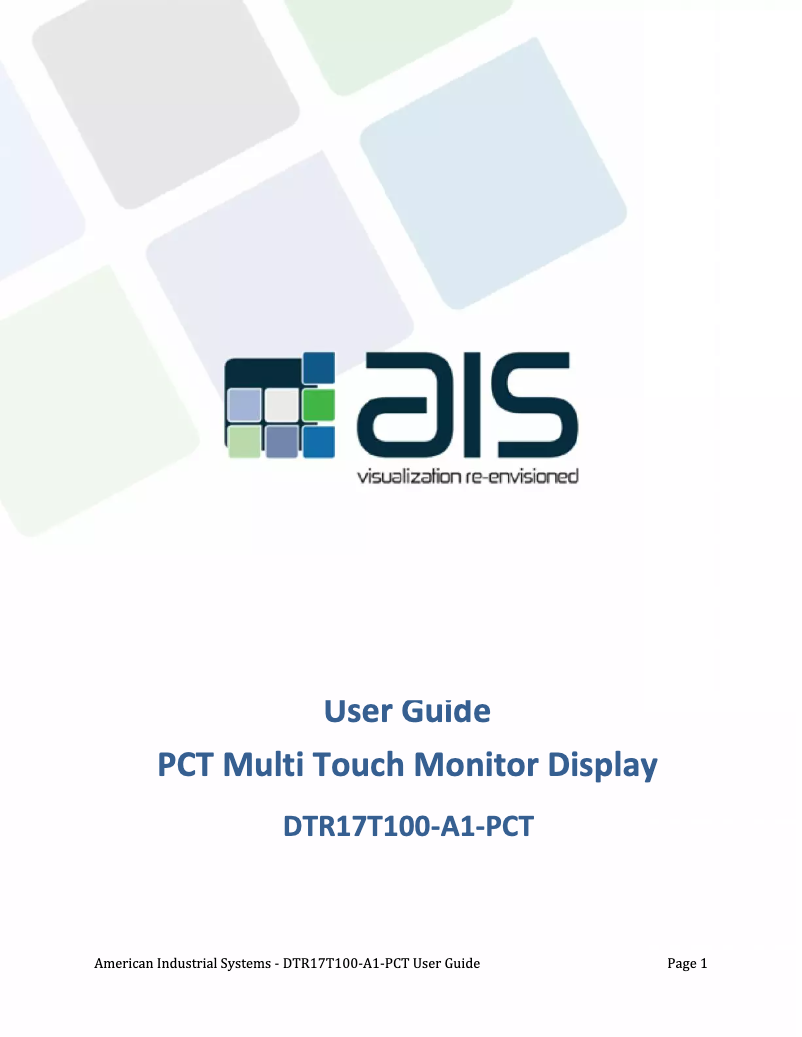 Page n°1 - Manuel utilisateur AIS DTR17T100-A1-PCT