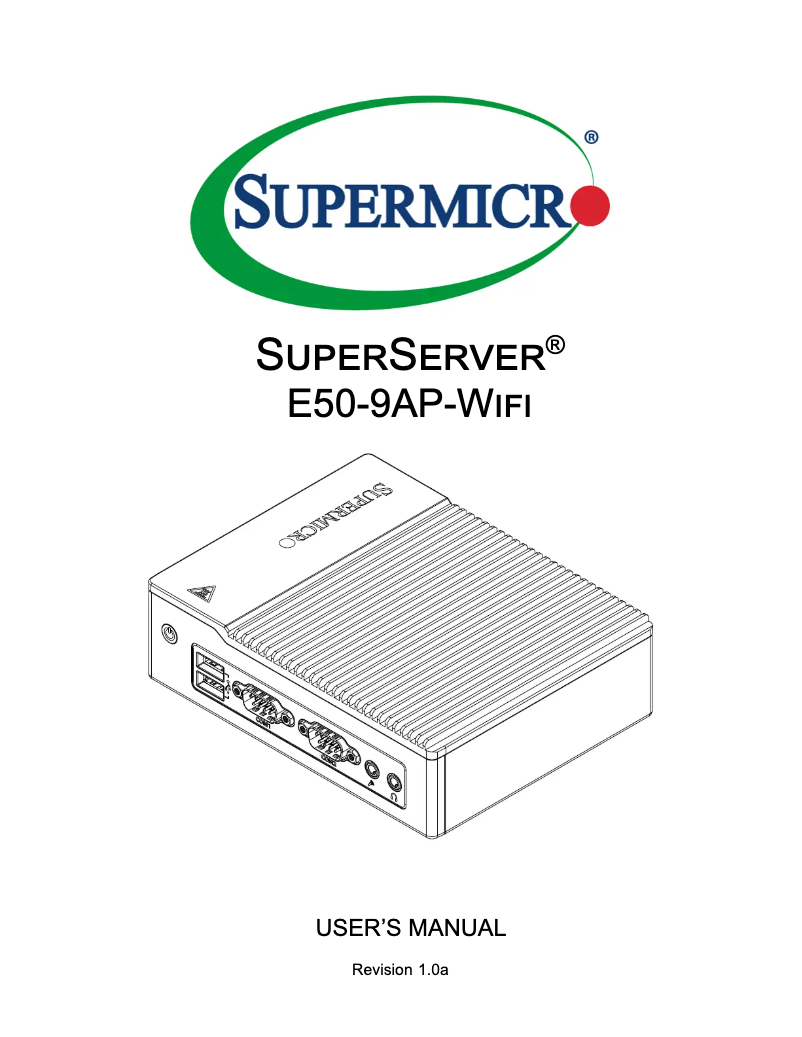 Page 1 de la notice Manuel utilisateur Supermicro SuperServer E50-9AP-Wifi