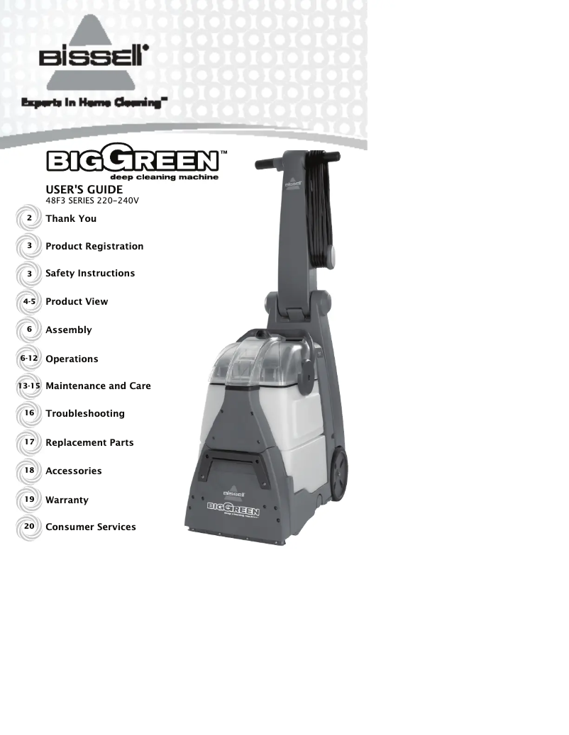 Página 1 del manual Manual de usuario Bissell Big Green Machine