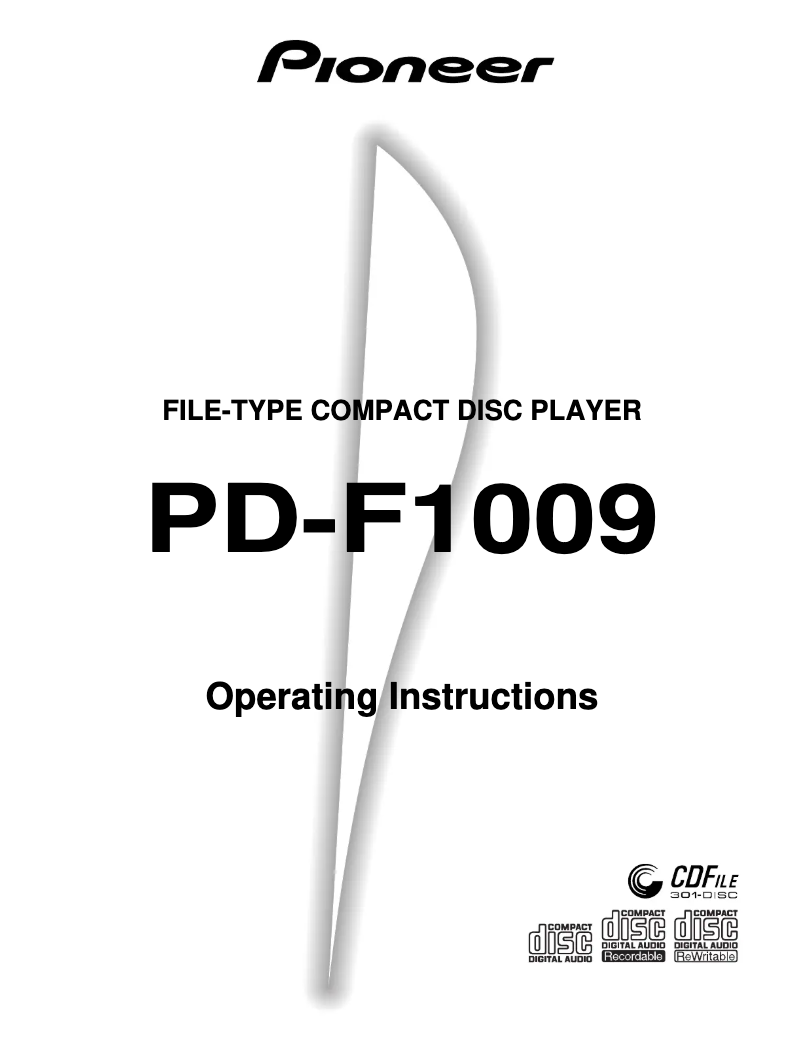 Page n°1 - Manuel utilisateur Pioneer PD-F1009