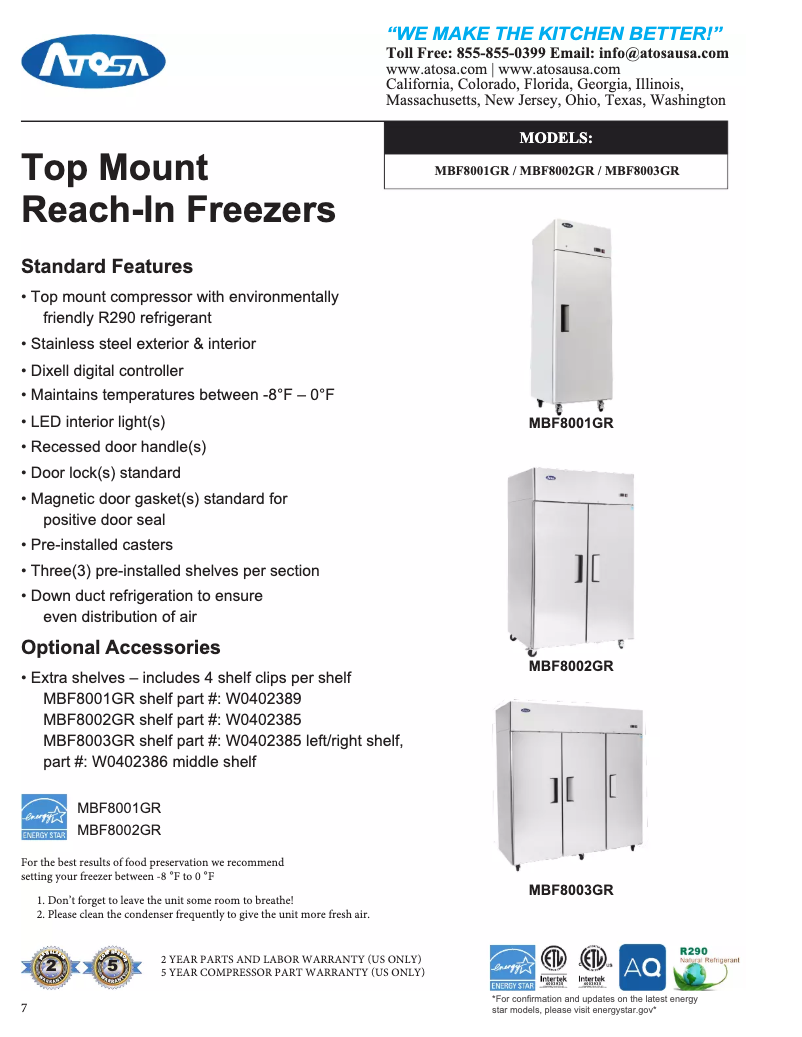 Página 1 del manual Ficha técnica Atosa Commercial MBF8001