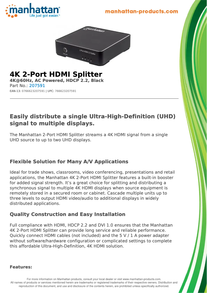 Página 1 del manual Ficha técnica Manhattan 207591