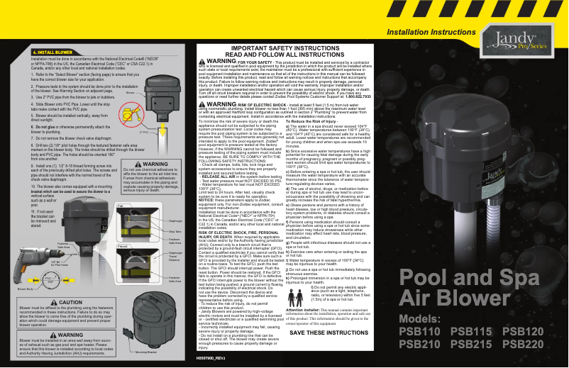 Page n°1 - Manuel utilisateur JANDY PSB110