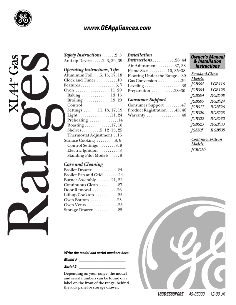 Page 1 de la notice Guide d'installation Hotpoint RGB535BEAAD