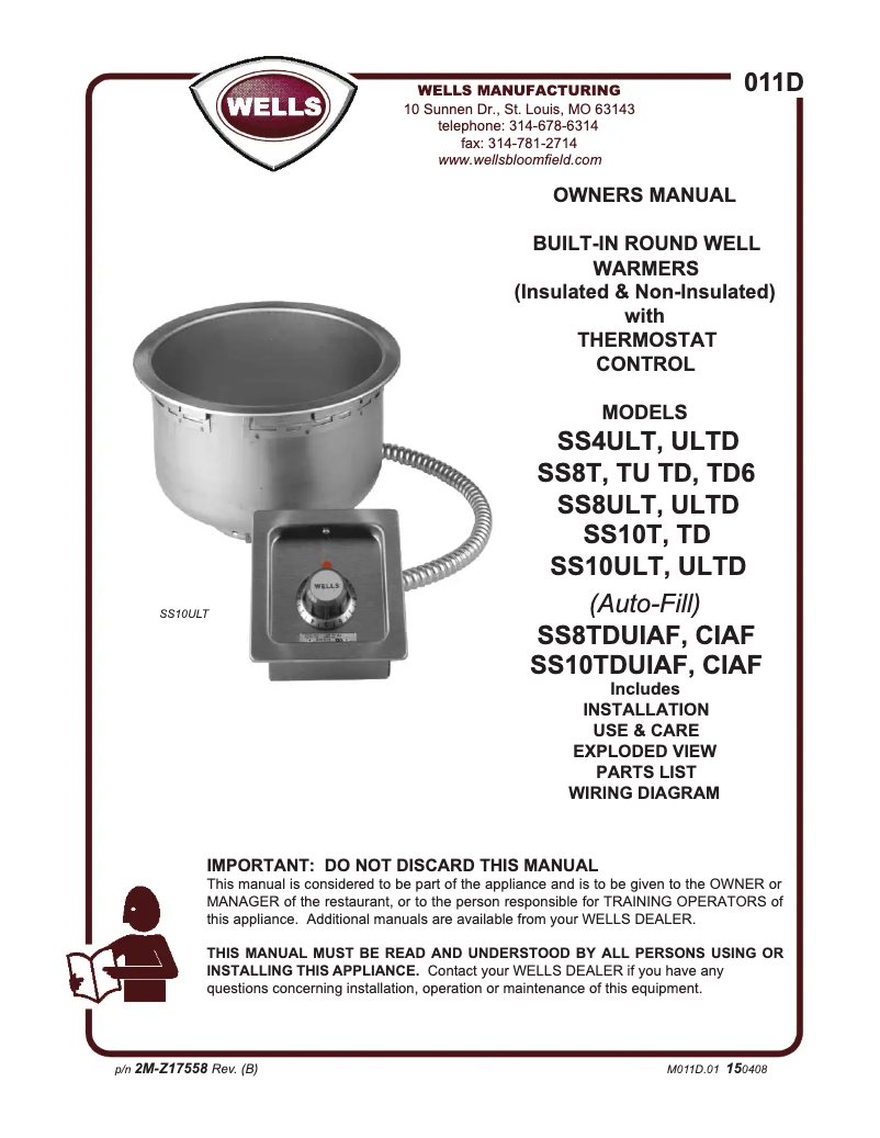 Page 1 de la notice Manuel utilisateur Wells SS10T