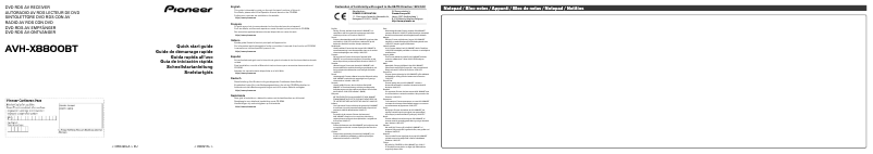 Page 1 de la notice Guide de démarrage rapide Pioneer AVH-X8800BT
