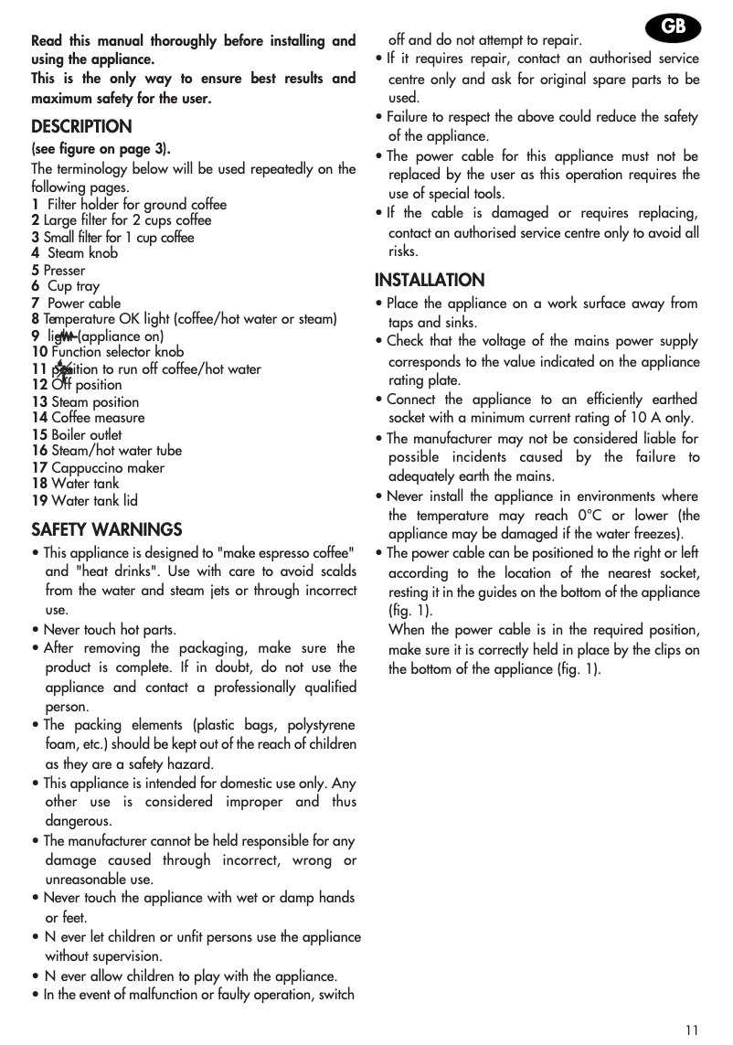 Page 1 de la notice Manuel utilisateur DeLonghi PMR2005.CC