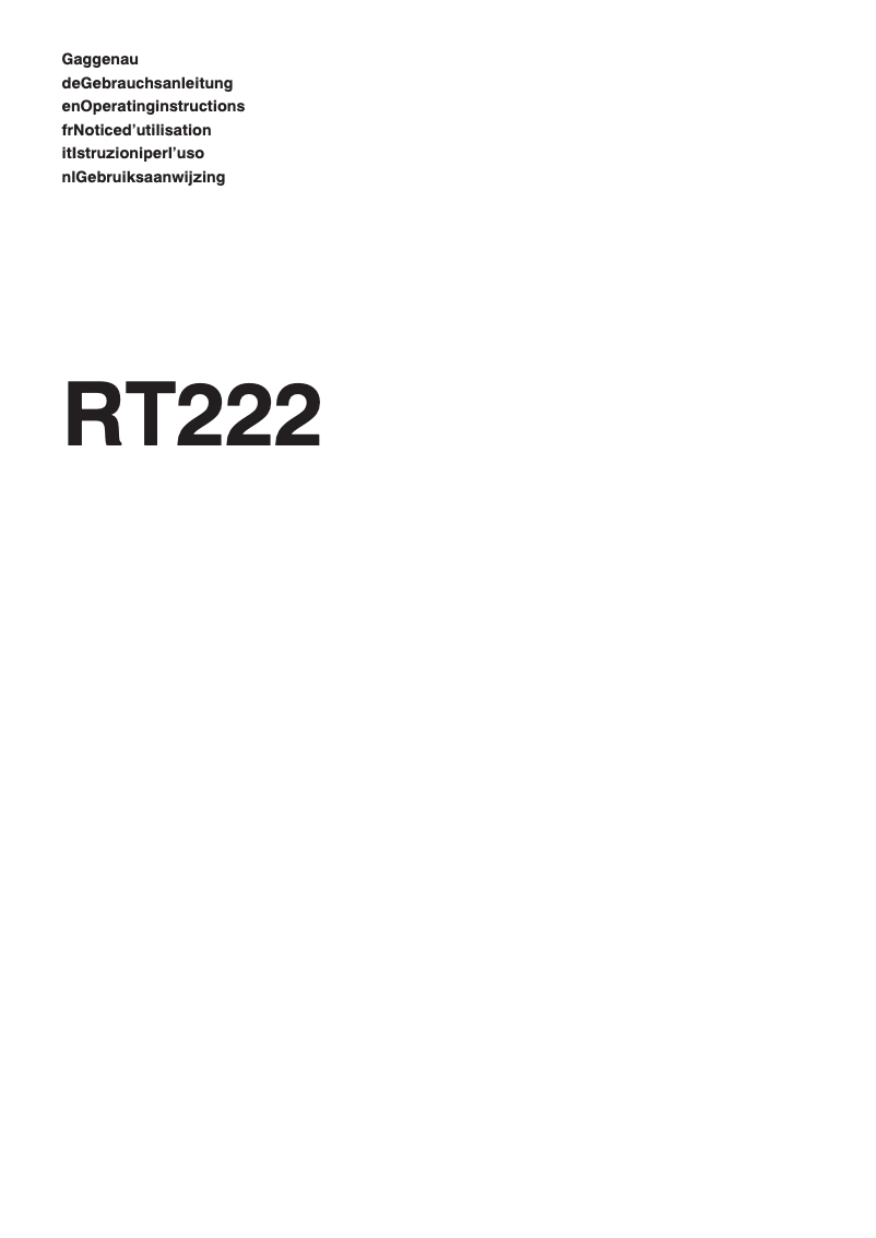 Image de la première page du manuel de l'appareil RT 222 100