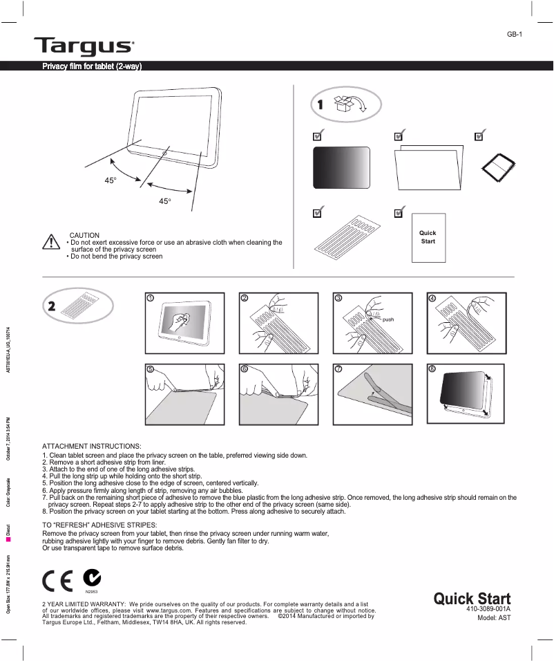 Image de la première page du manuel de l'appareil AST002EUZ