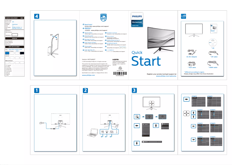 Page 1 de la notice Guide de démarrage rapide Philips Momentum 272M7C
