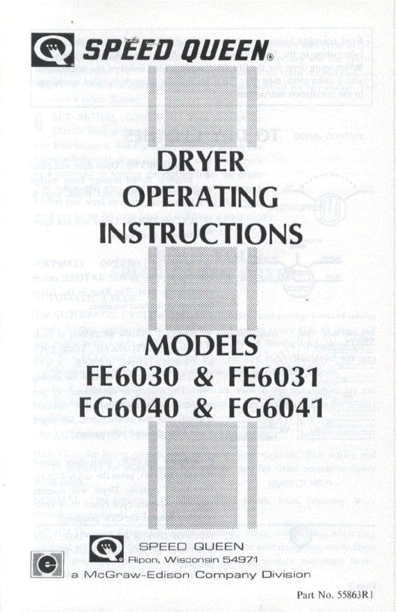 Page 1 de la notice Manuel utilisateur Speed Queen FG6040