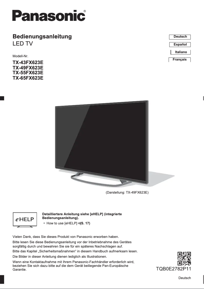 Page 1 de la notice Guide de démarrage rapide Panasonic TX-43FX623E