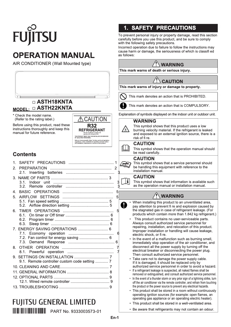 Image de la première page du manuel de l'appareil ASTH22KNTA