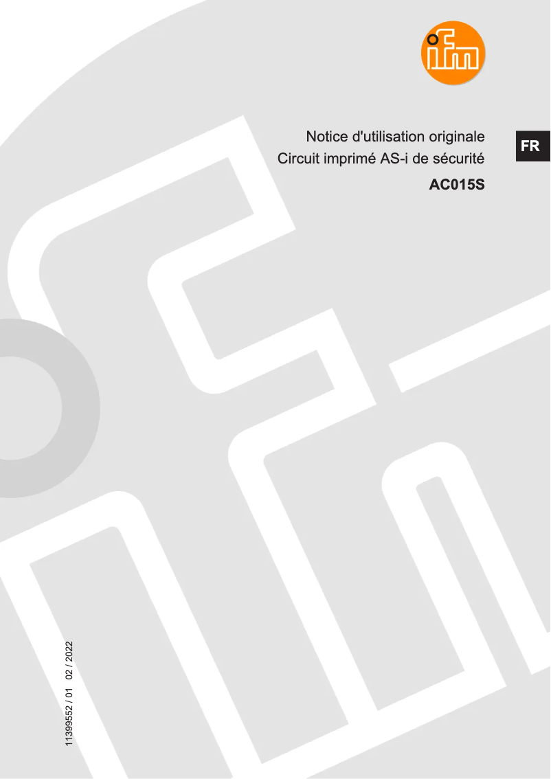 Page n°1 - Manuel utilisateur IFM AC015S