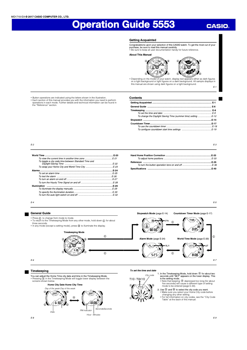 Page 1 de la notice Manuel utilisateur Casio G-Shock GM110-1A