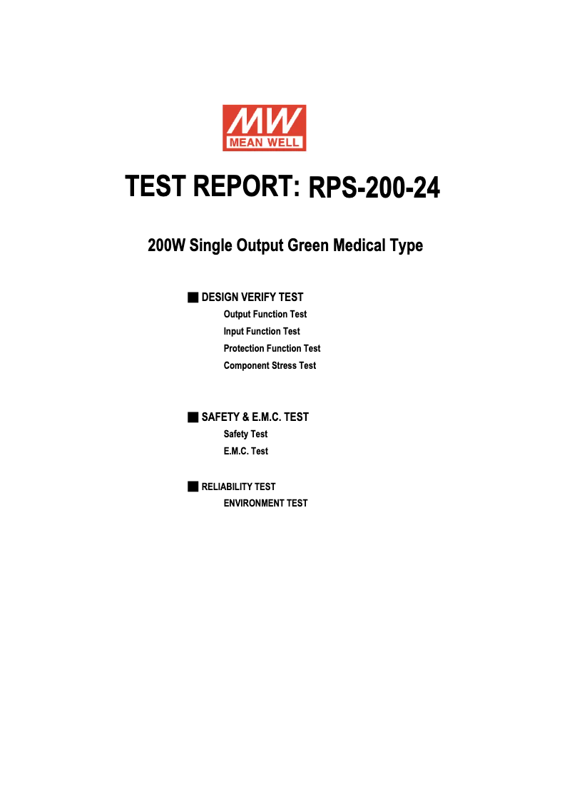Page 1 de la notice Fiche technique Mean Well RPS-200-24