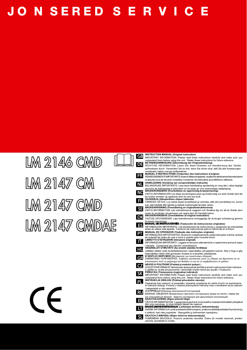 Page 1 de la notice Manuel utilisateur Jonsered LM 2147 CM