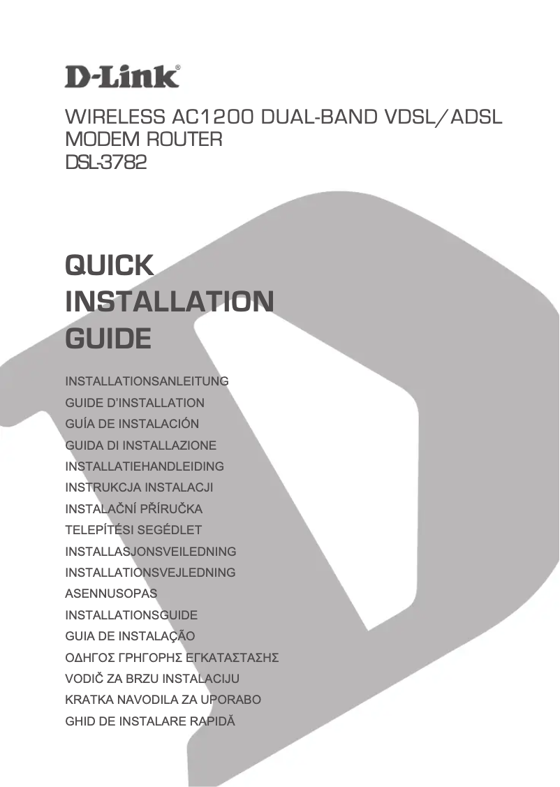 Page n°1 - Guide d'installation D-Link DSL-3782
