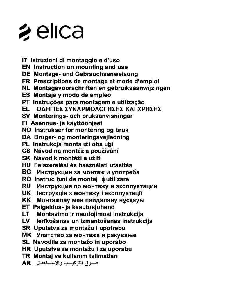 Page 1 de la notice Manuel utilisateur Elica Missy WH A/60