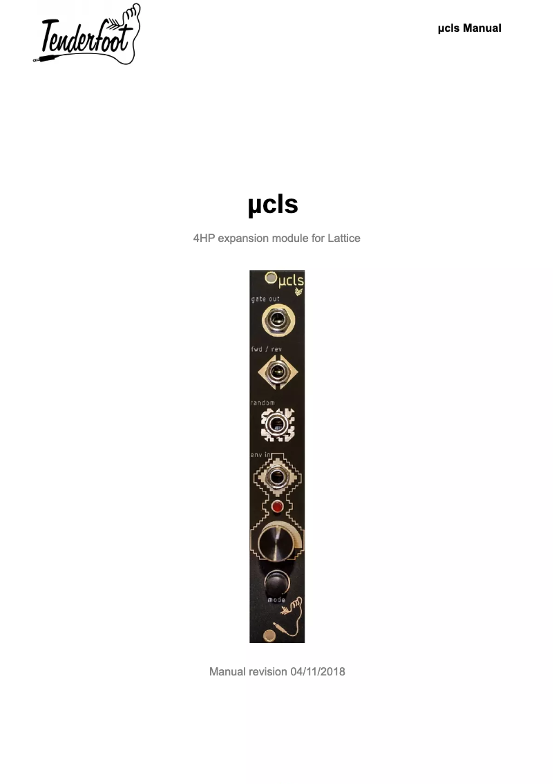 Page 1 of the manual User Manual Tenderfoot Electronics µcls