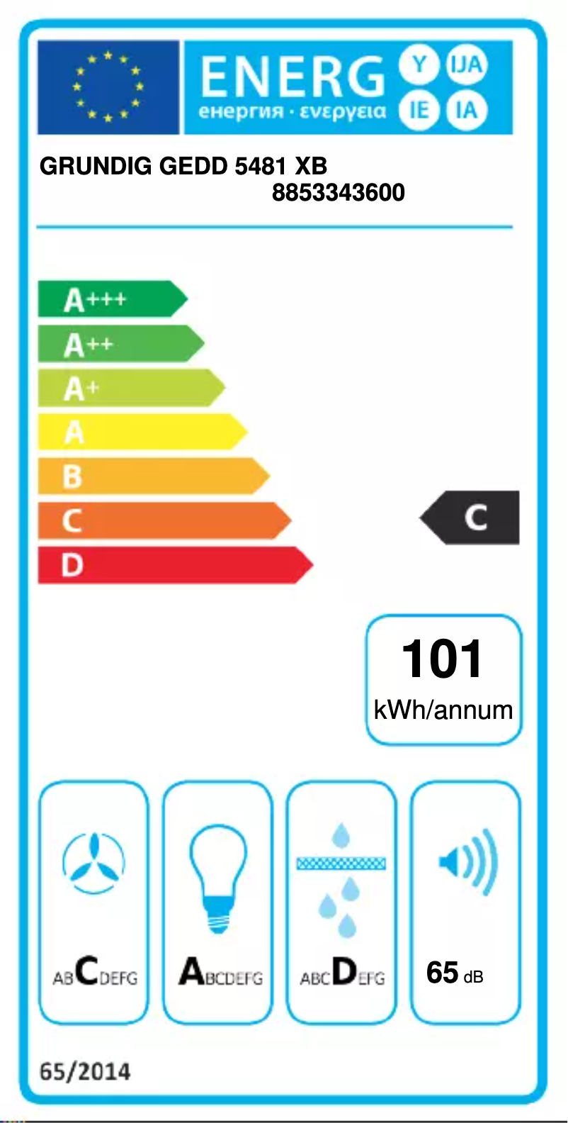 Page n°1 - Label énergétique Grundig GEDD 5481 XB