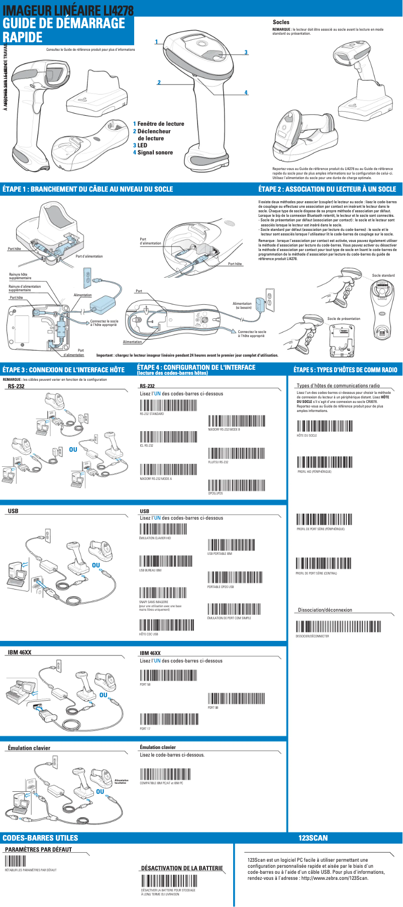 Page n°1 - Guide de démarrage rapide Zebra LI4278