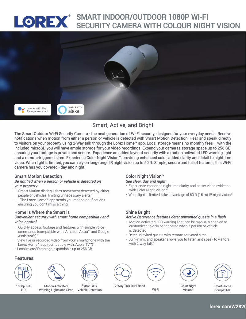 Page n°1 - Fiche technique Lorex W282CA