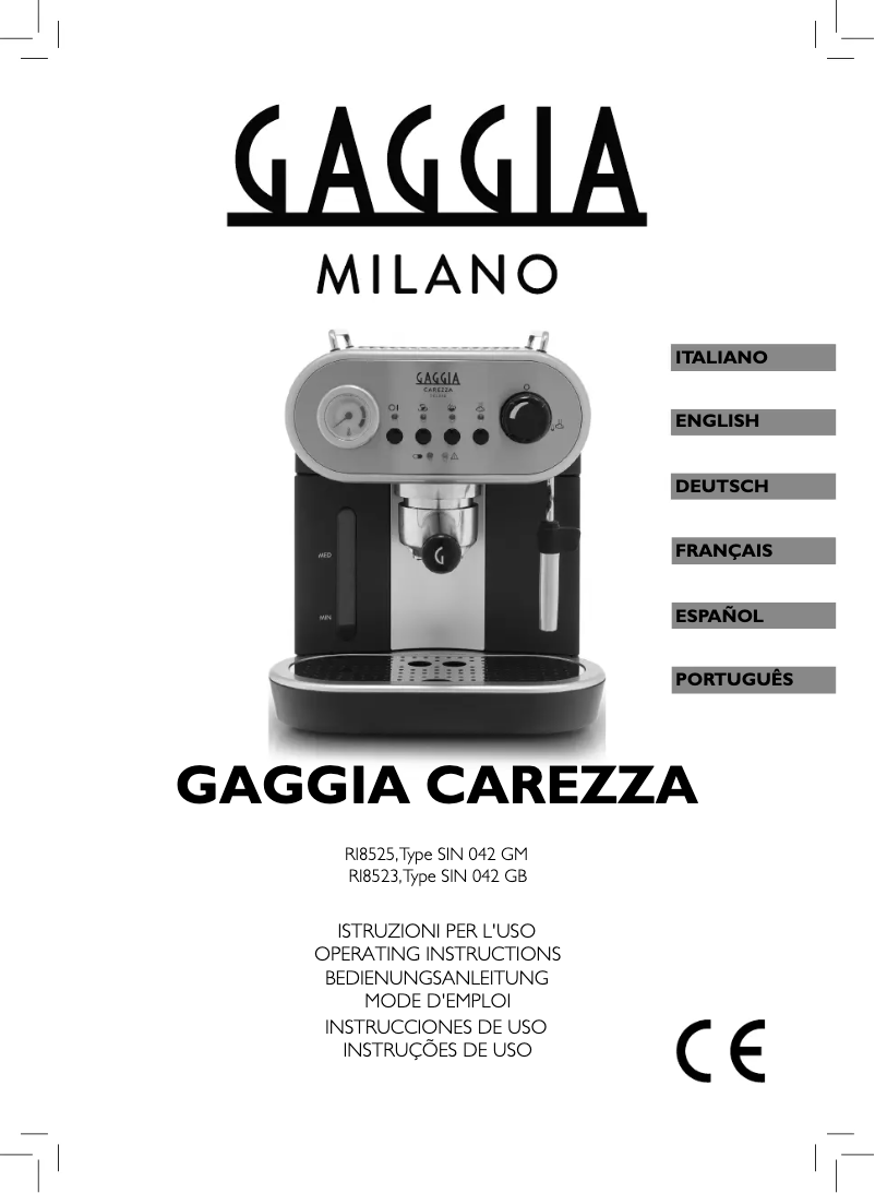 Page n°1 - Manuel utilisateur Gaggia Carezza RI8523