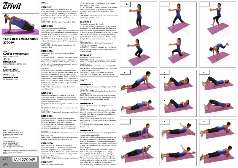 Page 1 de la notice Manuel utilisateur Crivit IAN 270049