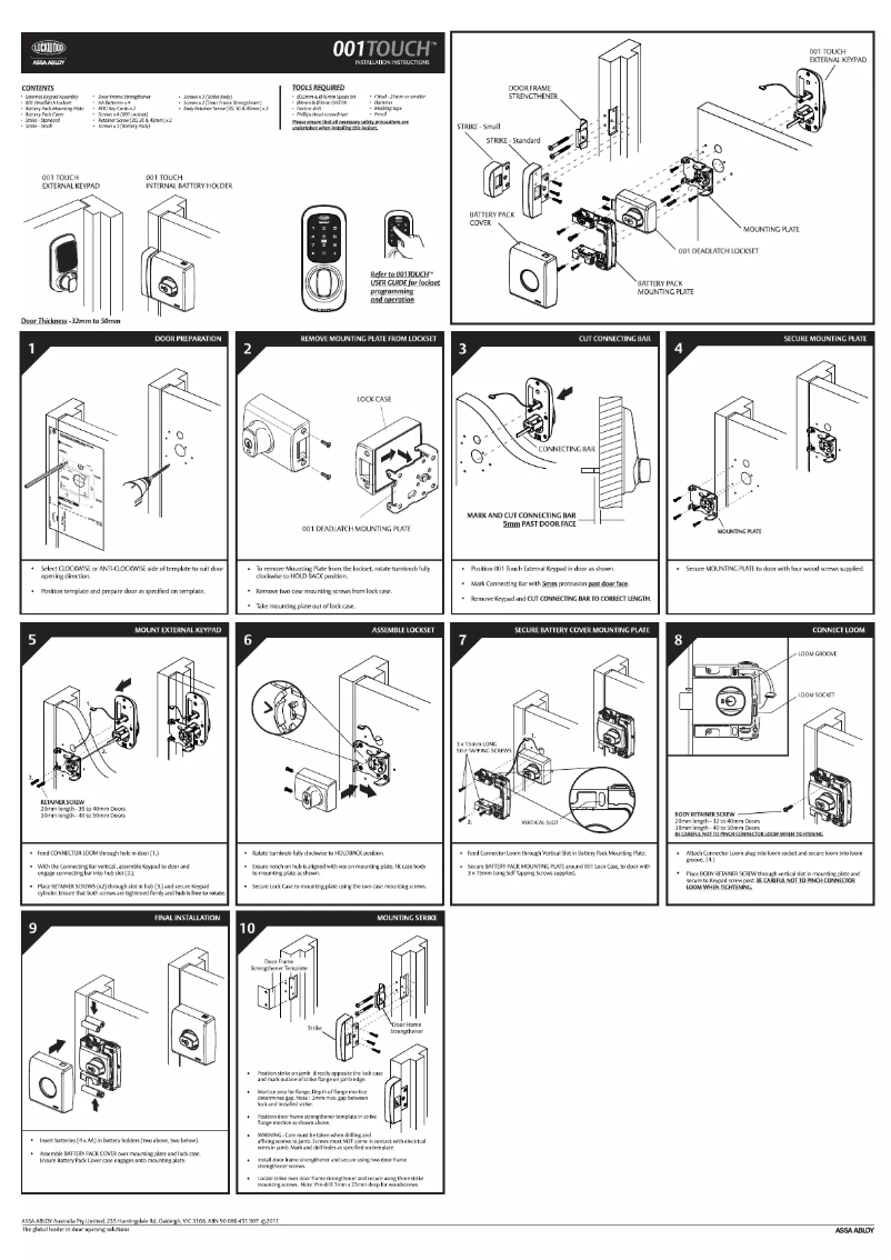 Page n°1 - Manuel utilisateur Lockwood 001 Touch