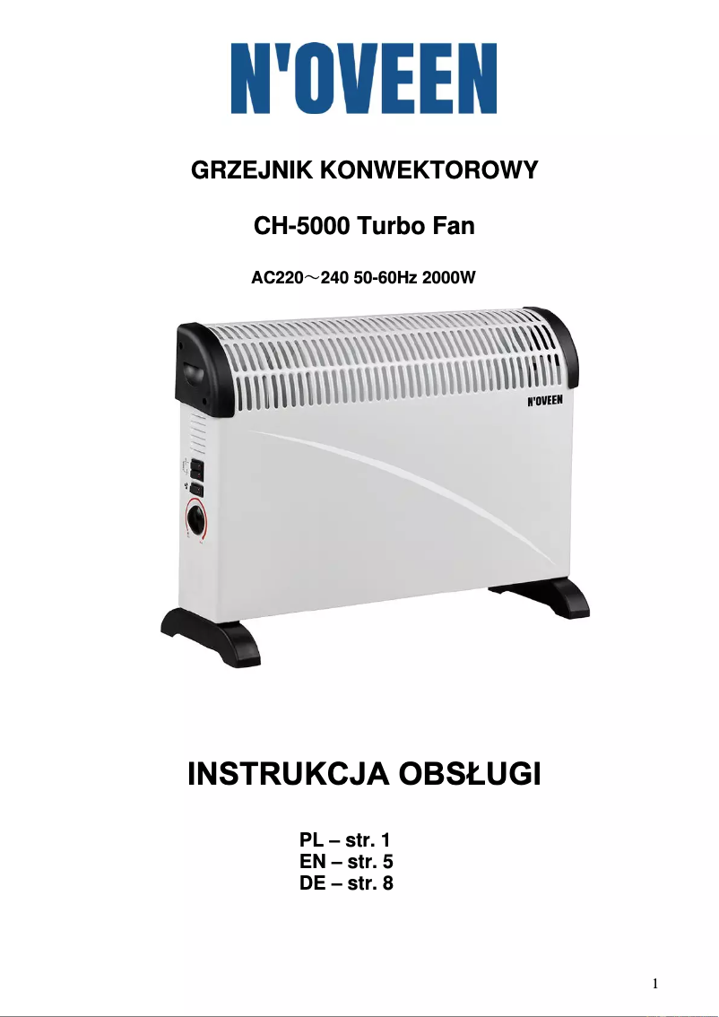 Page 1 de la notice Manuel utilisateur N'oveen CH-5000