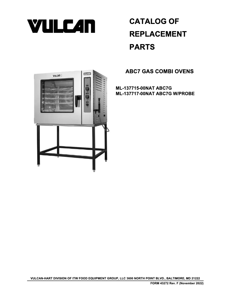 Page 1 de la notice Catalogue Vulcan ABC7G