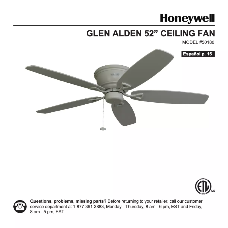 Page n°1 - Manuel utilisateur Honeywell Glen Alden 50180