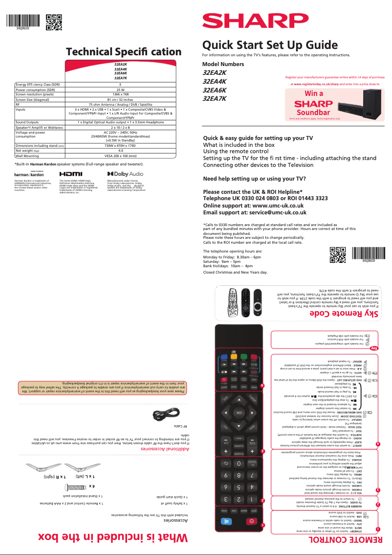 Page 1 de la notice Guide de démarrage rapide Sharp 32EA2K
