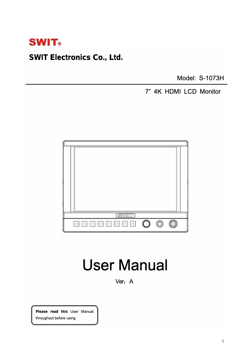 Page 1 de la notice Manuel utilisateur SWIT S-1073H
