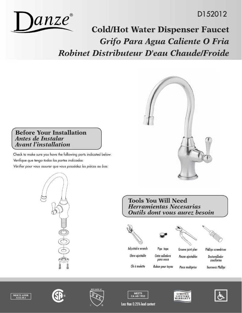 Página 1 del manual Manual de usuario Danze D152012
