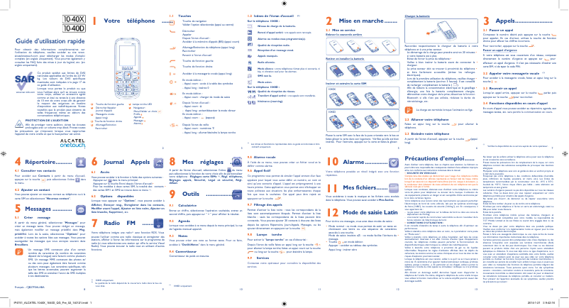Page n°1 - Manuel utilisateur Alcatel One Touch 1040D