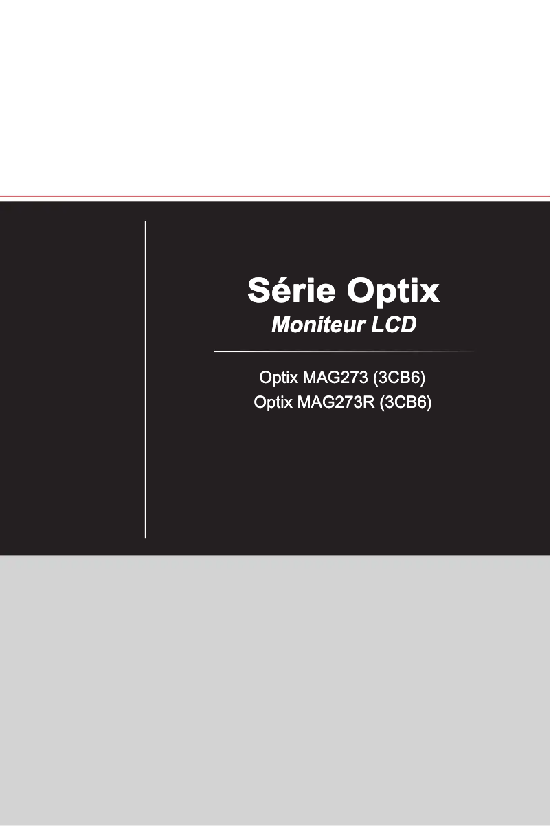 Page 1 de la notice Manuel utilisateur MSI Optix MAG273