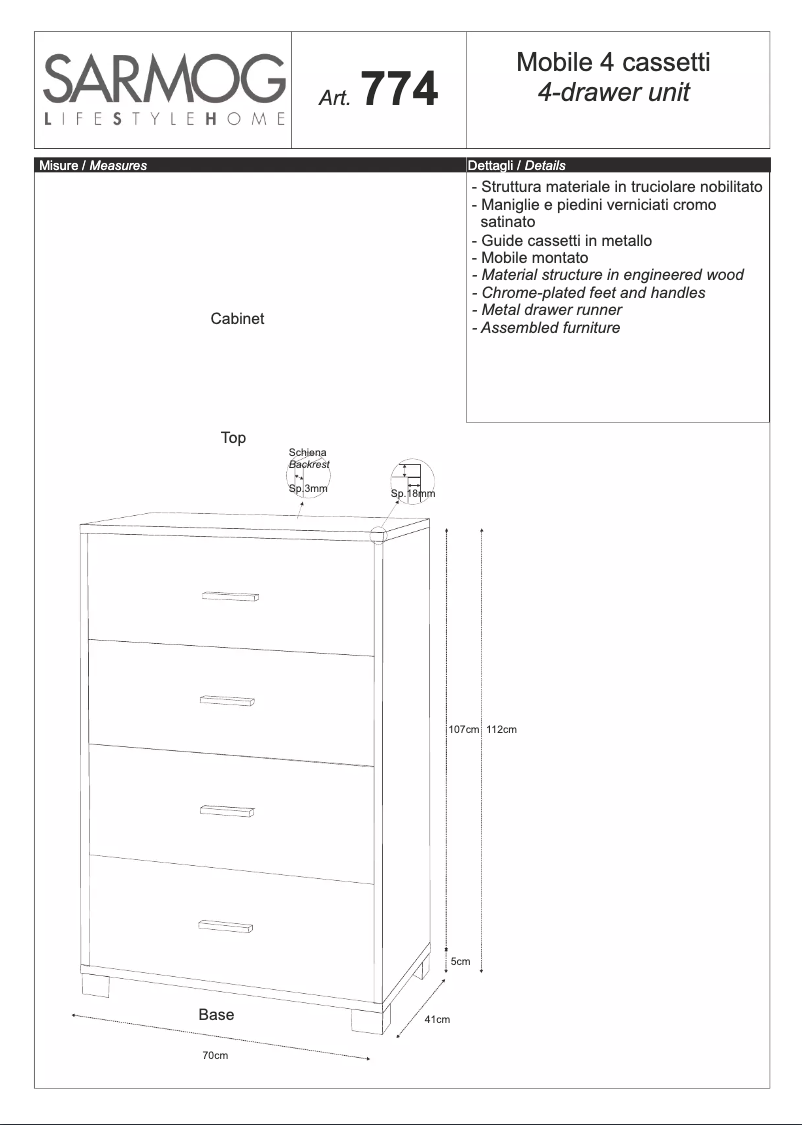 Page n°1 - Manuel utilisateur Sarmog A774BLBL