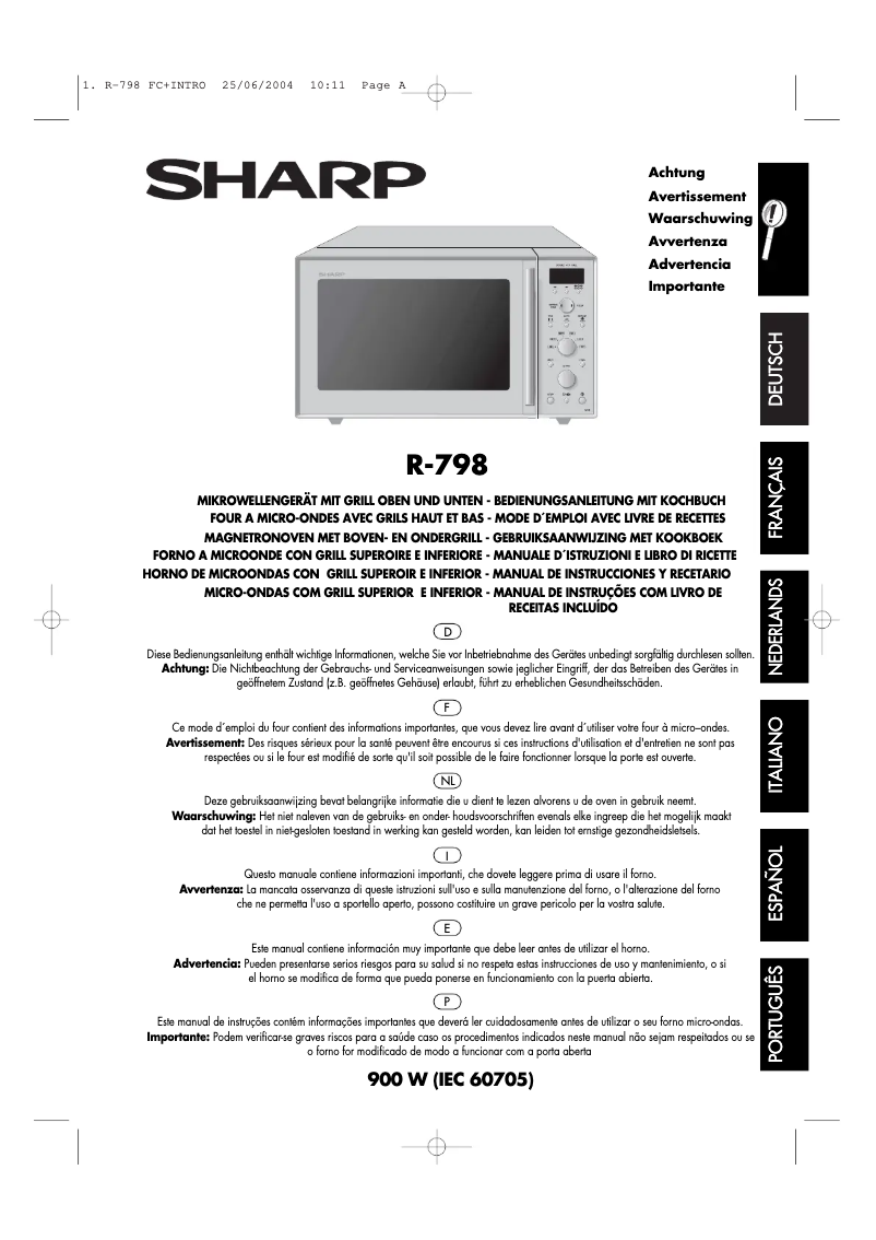 Page 1 de la notice Manuel utilisateur Sharp R798