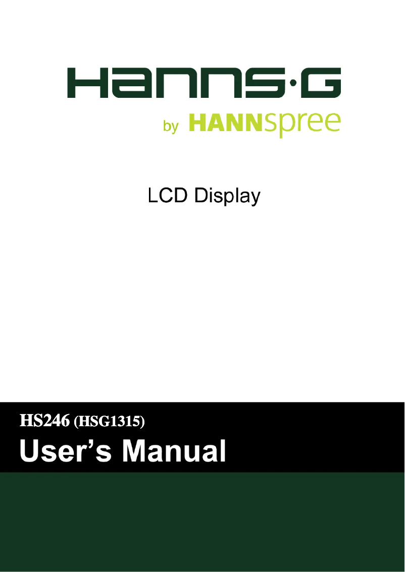 Page 1 de la notice Manuel utilisateur Hannspree Hanns.G HS 246 HFW