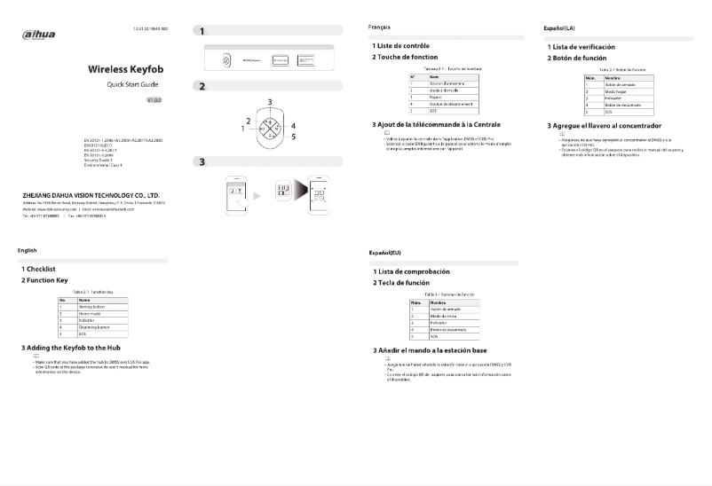 Page 1 de la notice Guide de démarrage rapide Dahua Technology ARA24-W2