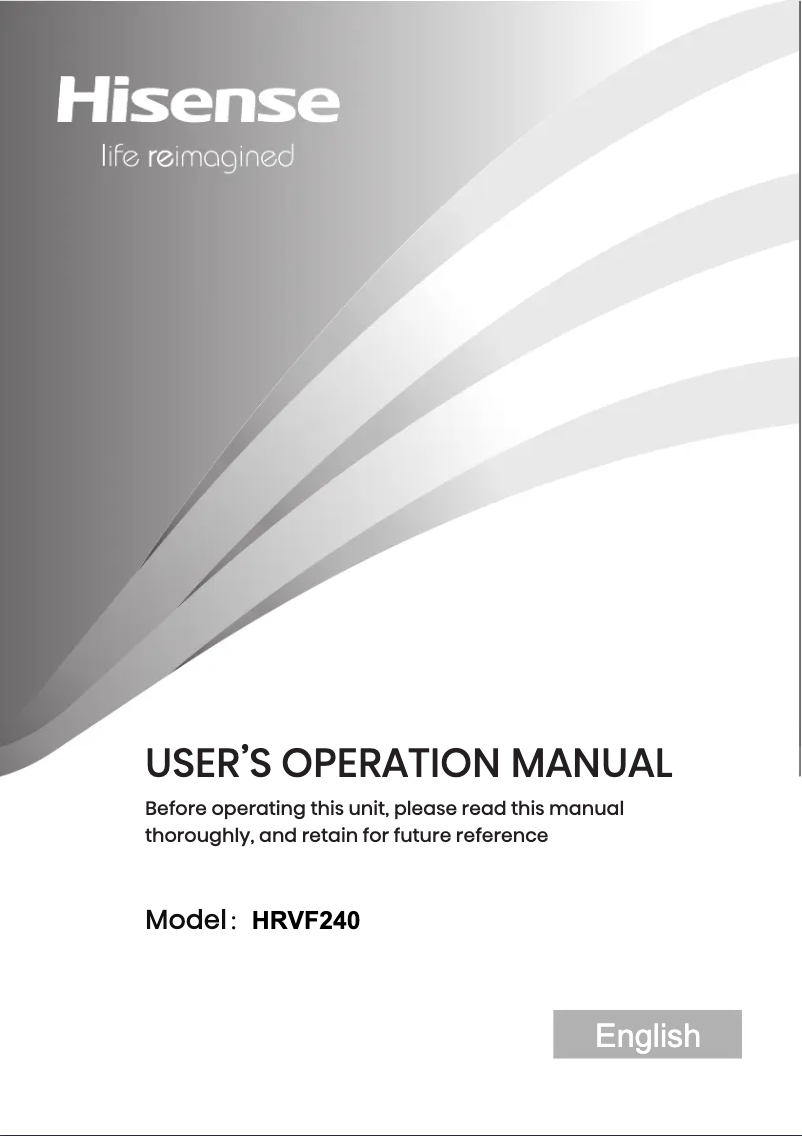 Image de la première page du manuel de l'appareil HRVF240