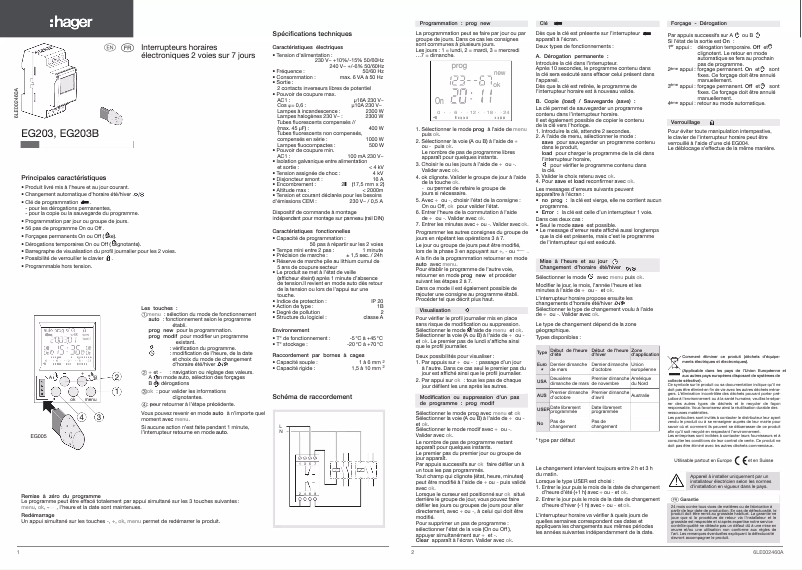 Image de la première page du manuel de l'appareil EG203B