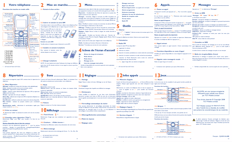 Page 1 de la notice Manuel utilisateur Alcatel OT-S210