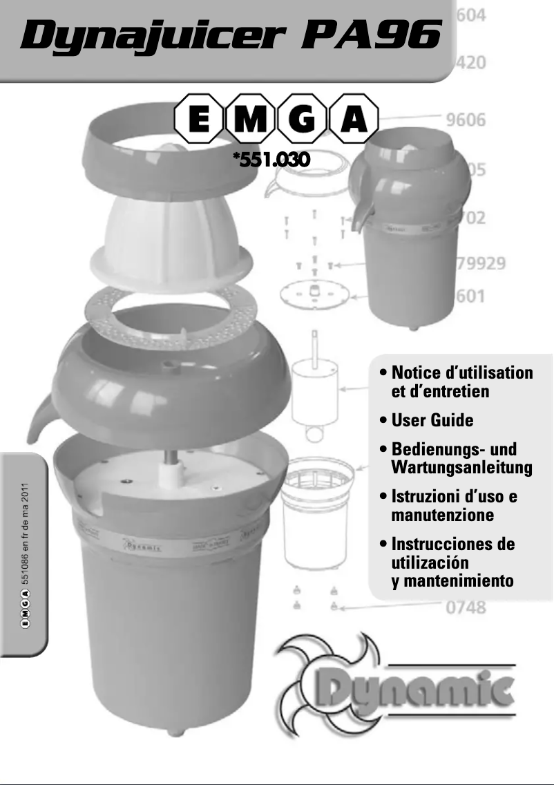 Page n°1 - Manuel utilisateur Dynamic Dynajuicer PA96