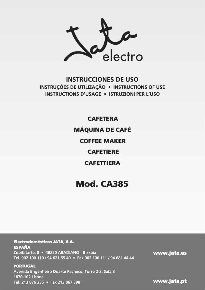 Page 1 de la notice Manuel utilisateur Jata CA385