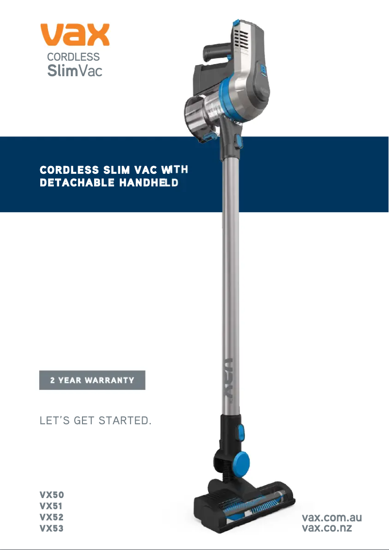 Image de la première page du manuel de l'appareil SlimVac VX50