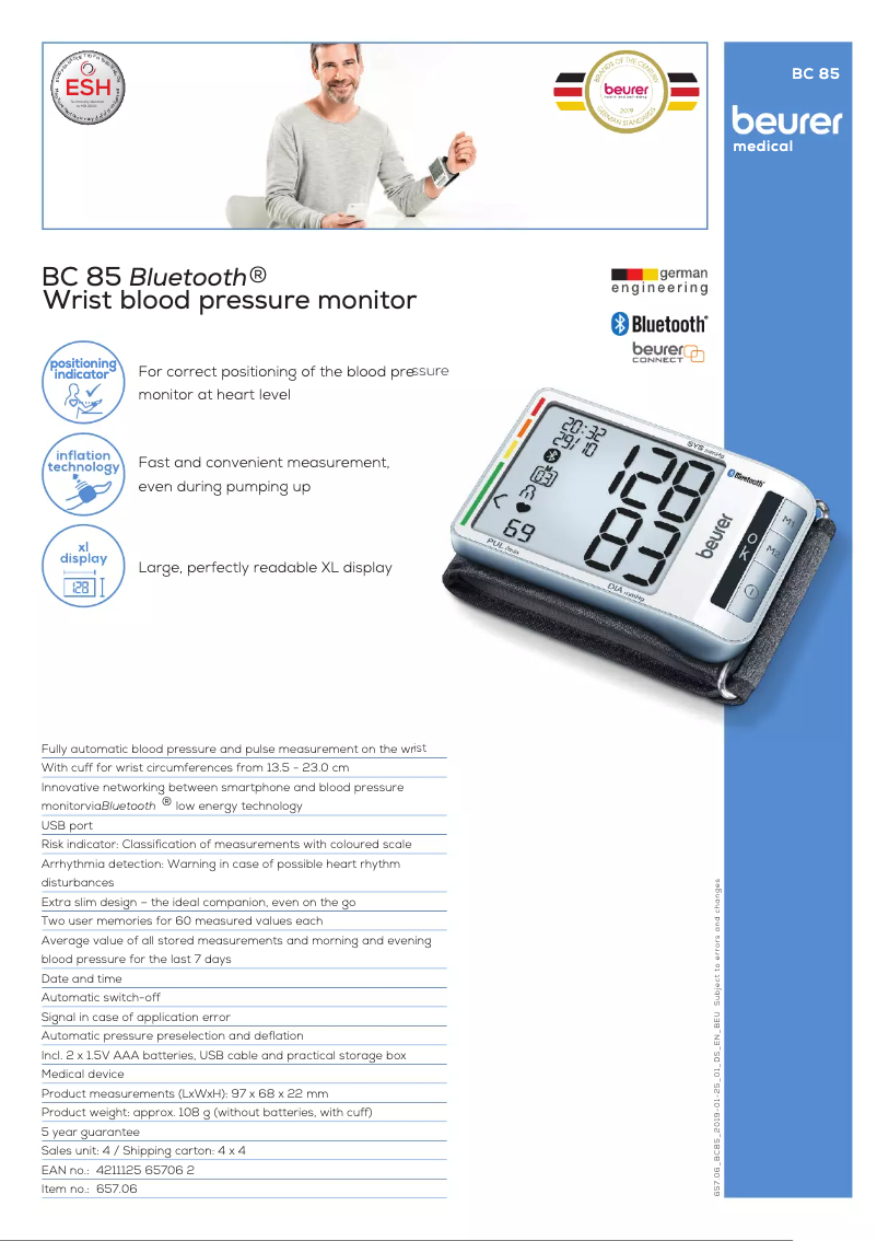 Page 1 de la notice Fiche technique Beurer BC 85